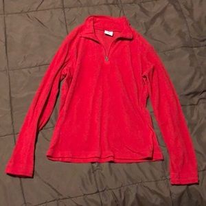 Columbia Sportswear red fleece quarter zip long sleeve top size small